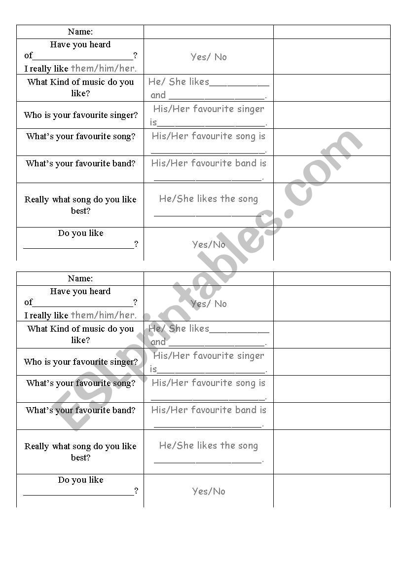 talking about music interests worksheet