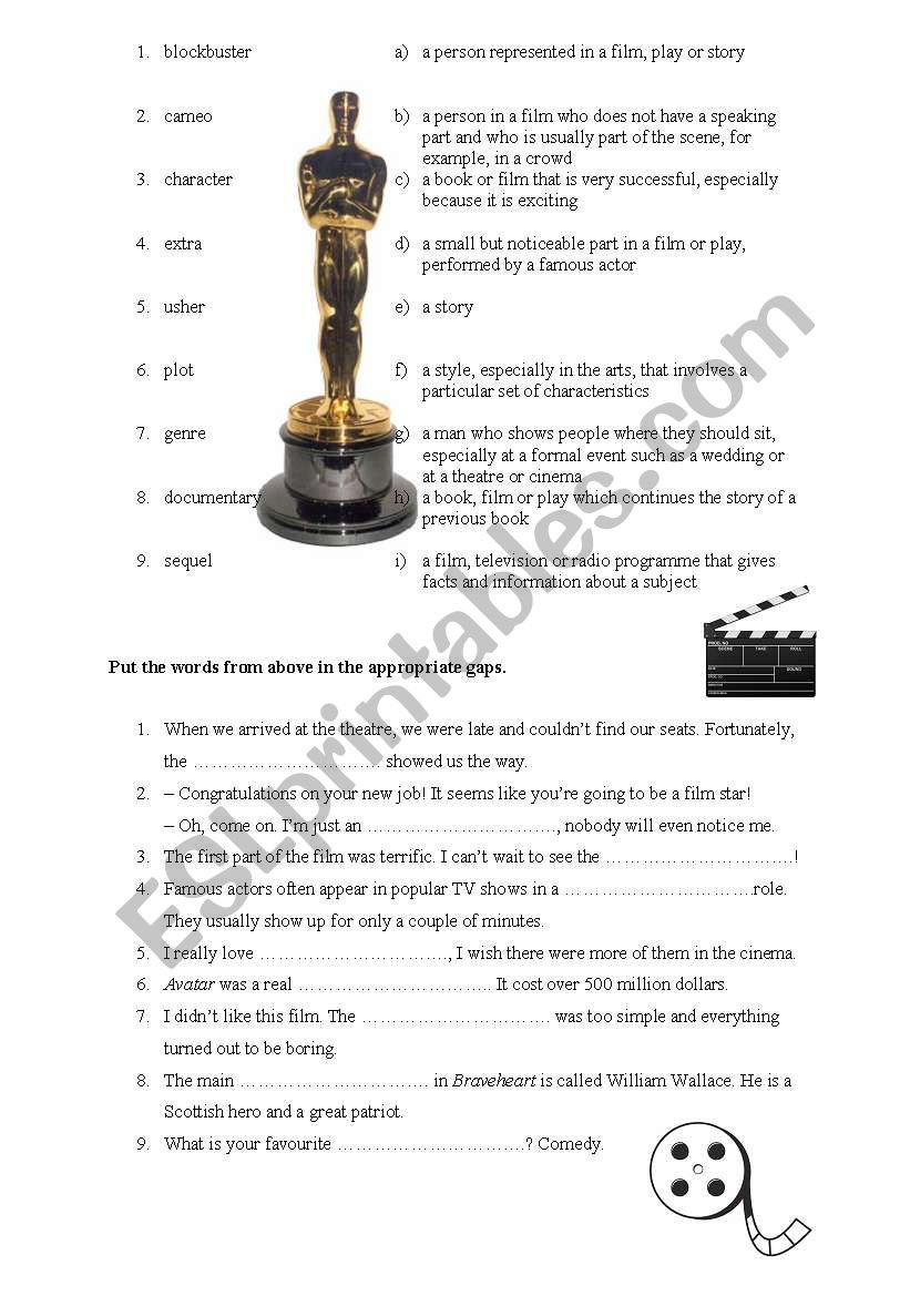 Film vocabulary worksheet