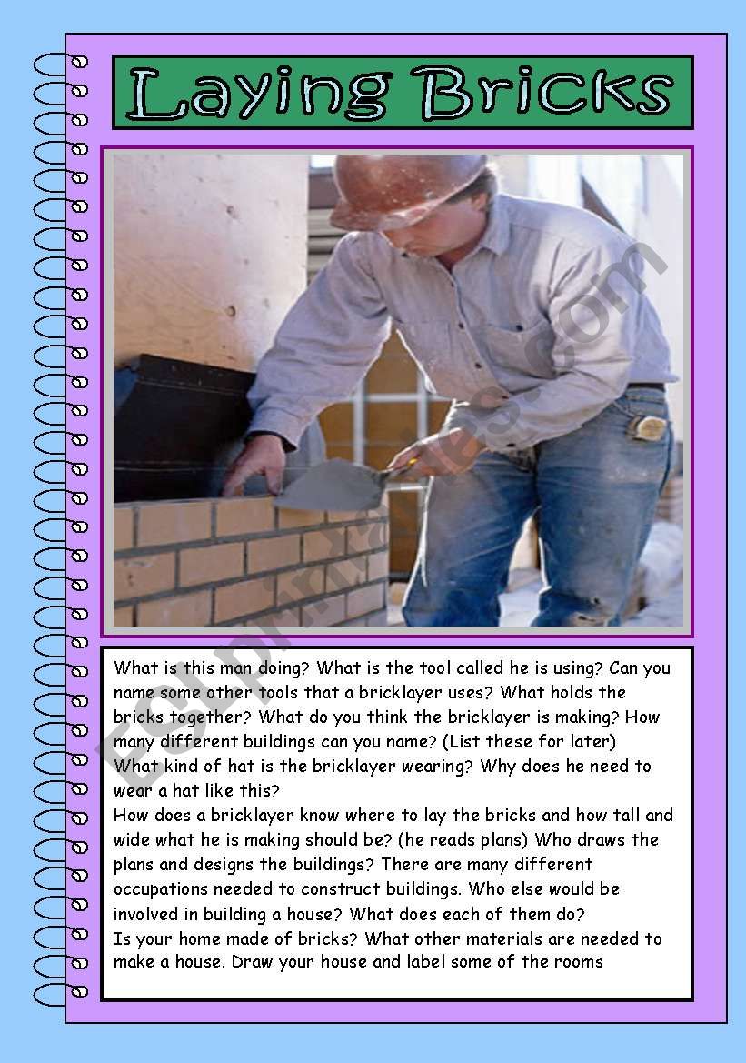 Picture Talk Bricklayer worksheet