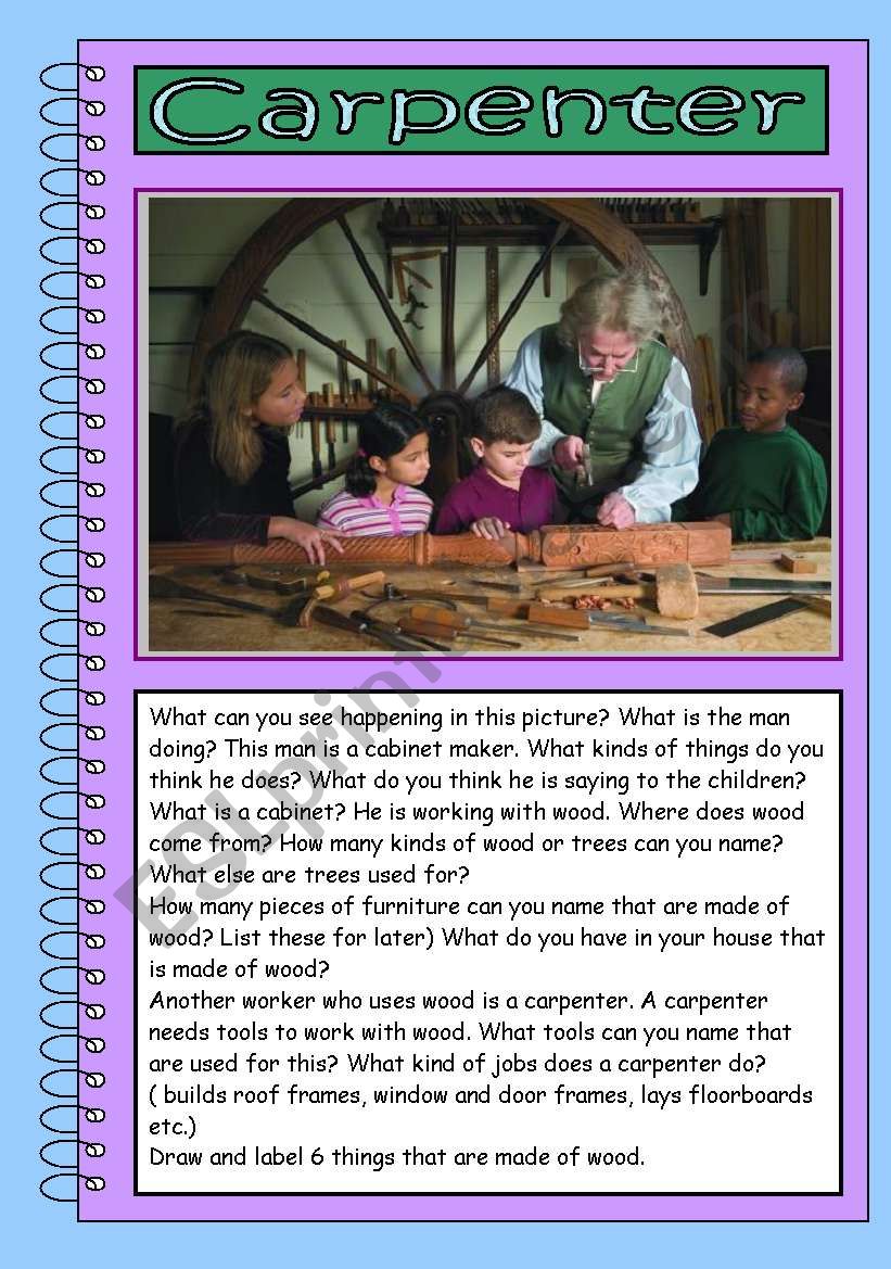 Picture talk: The Carpenter worksheet