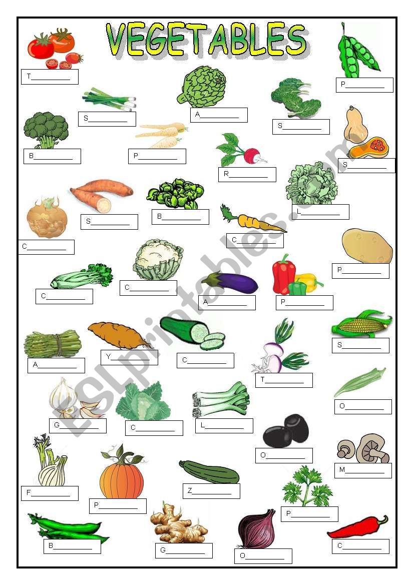 VEGETABLES (KEY IS INCLUDED) worksheet