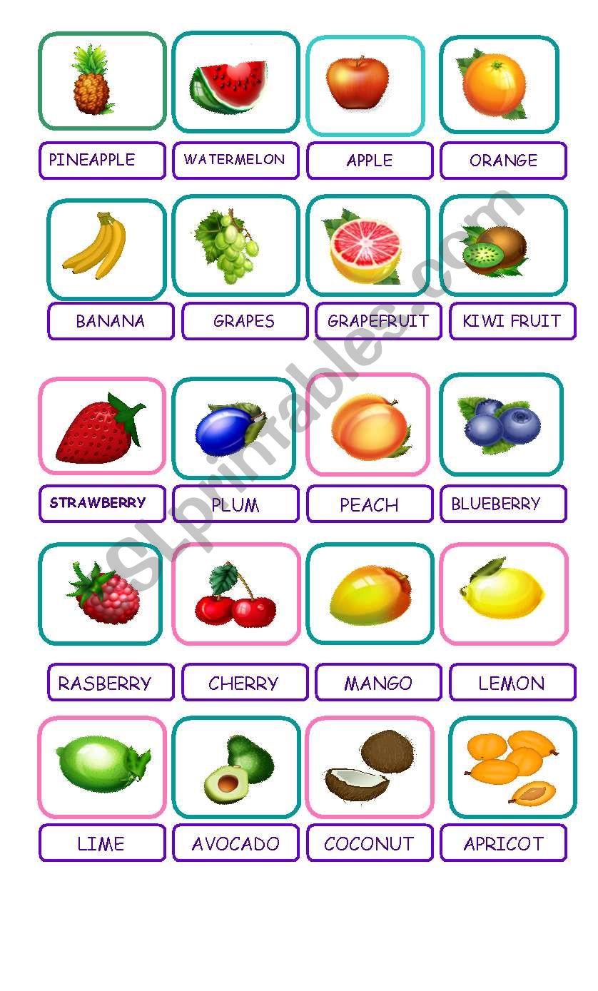 Fruit Pictionary worksheet