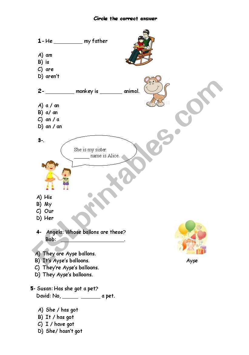 test for 4th and 5th grades worksheet