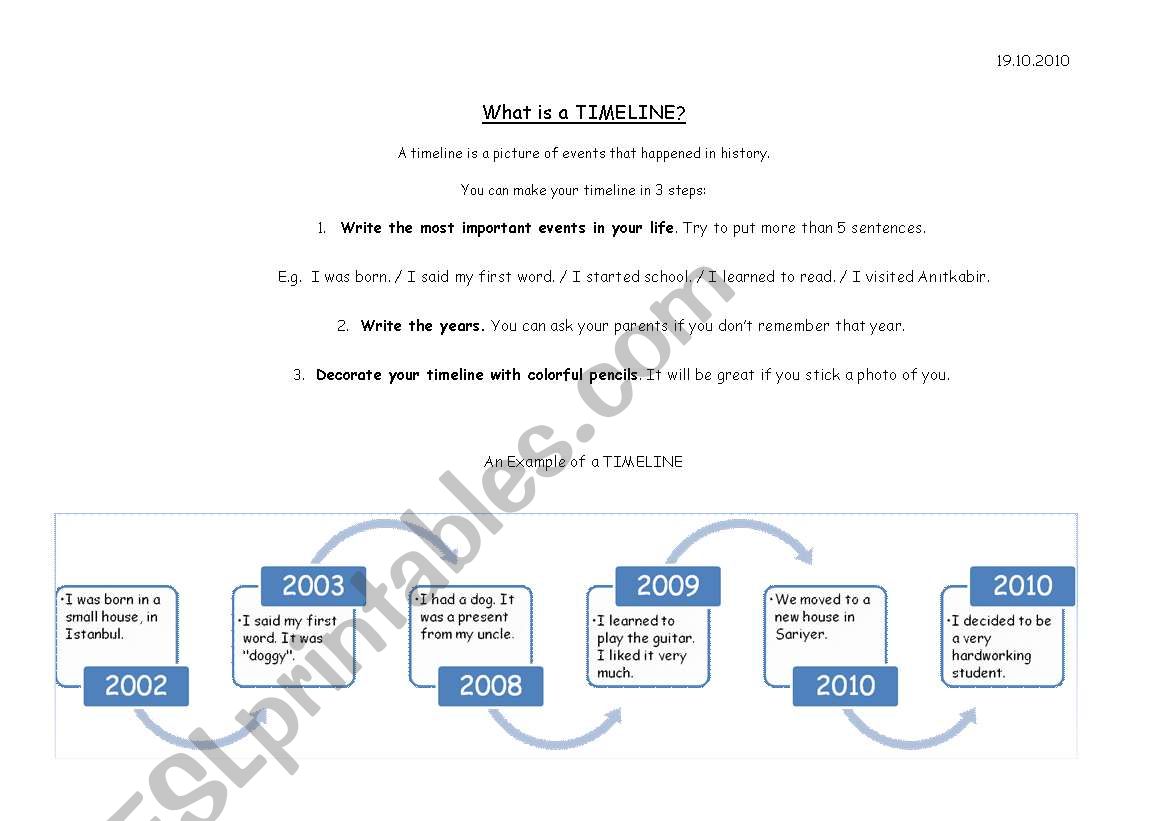 Timeline worksheet