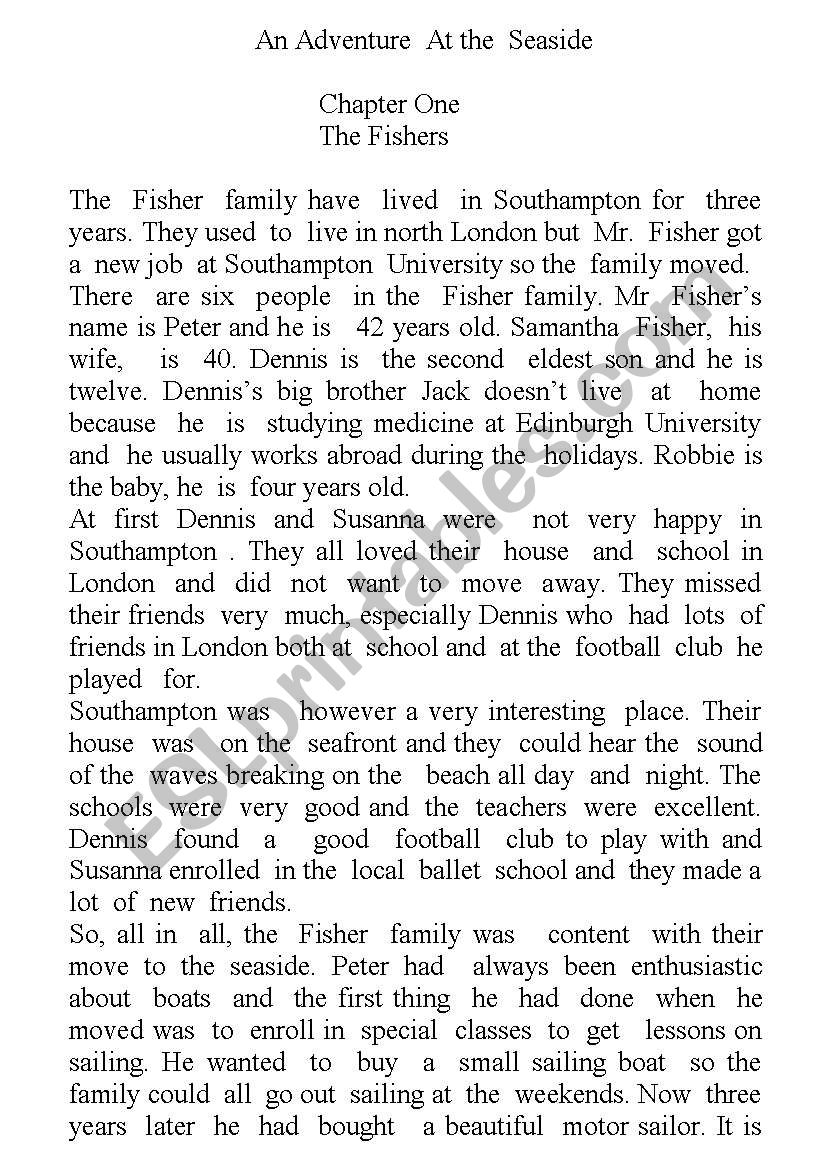 The  Fisher Family 2 worksheet