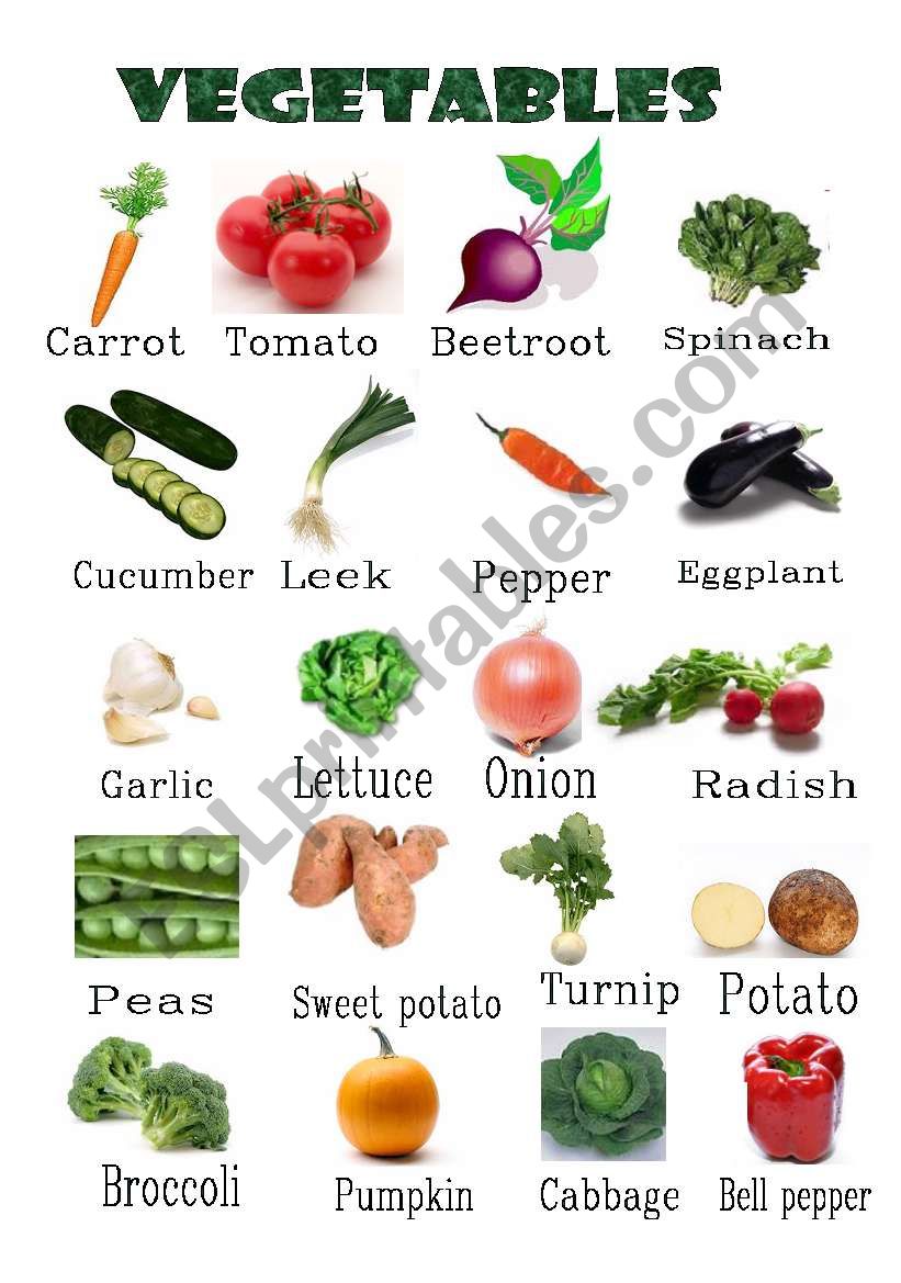 vegetables worksheet