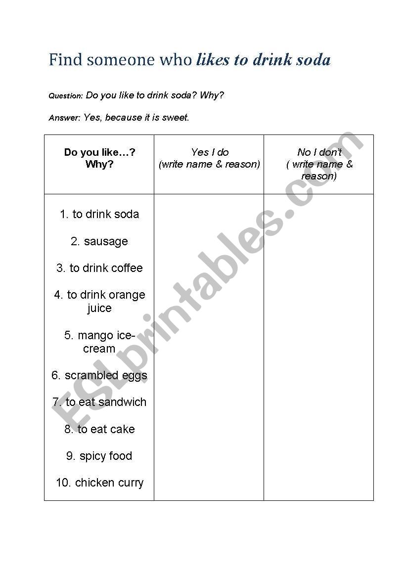 Food worksheet