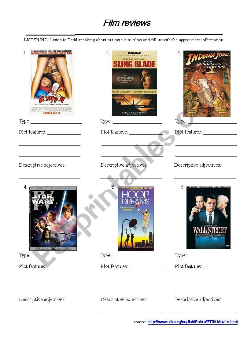 film review worksheet