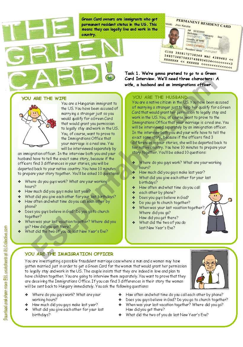 Green Card Alibi Game (Second Set of Questions)