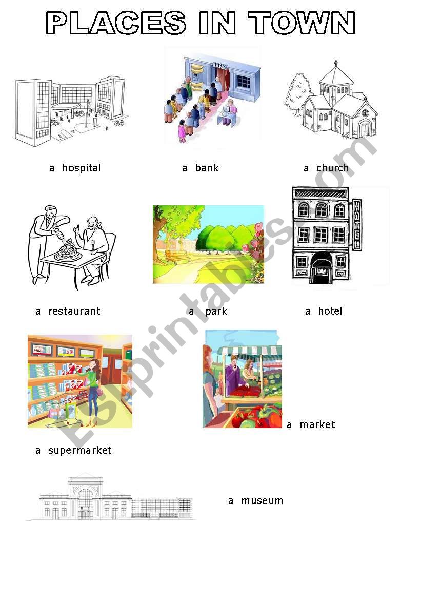 PLACES IN TOWN worksheet