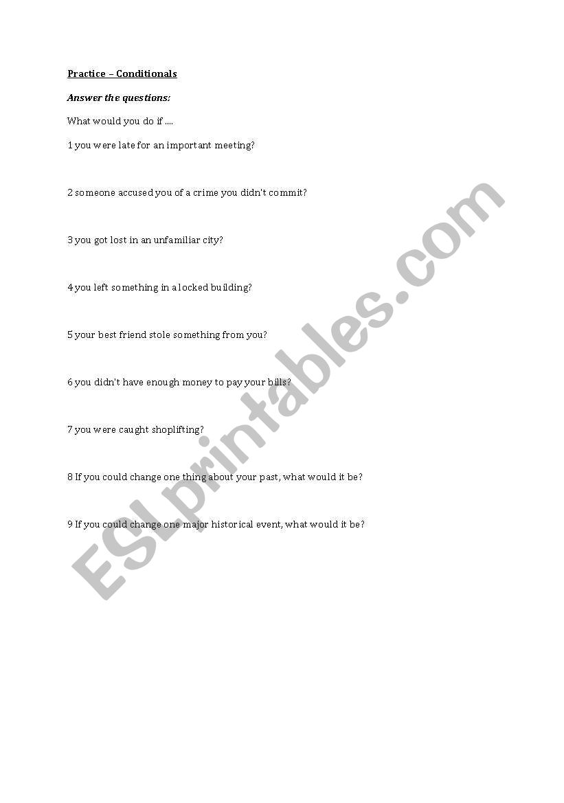 Practice conditionals worksheet