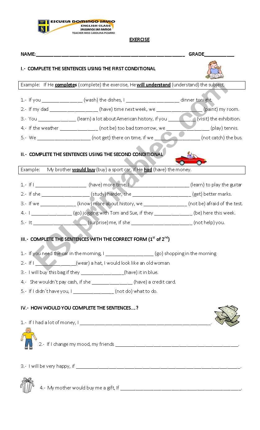 CONDITIONAL 1ST AND 2ND worksheet