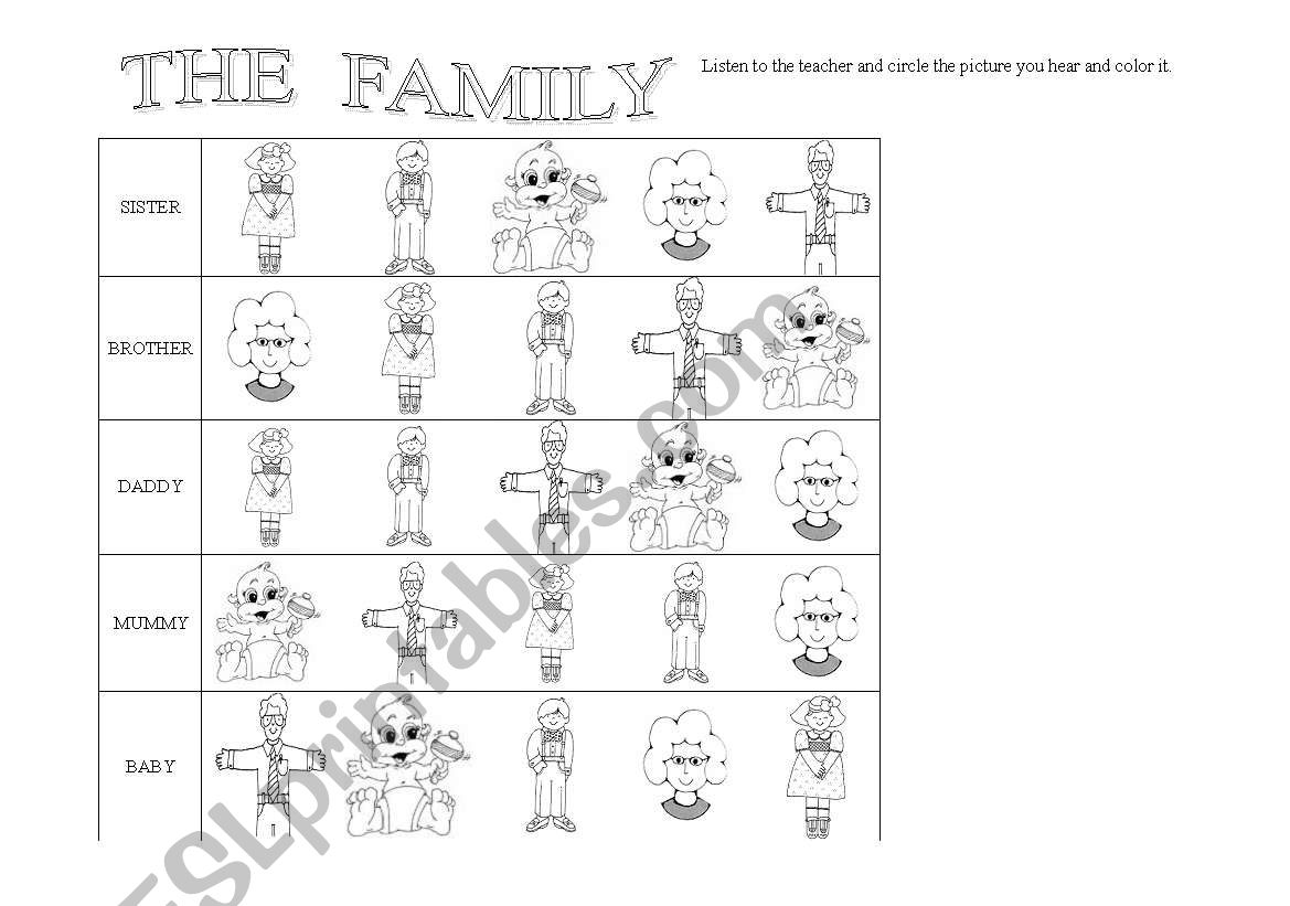 Listen and circle   worksheet