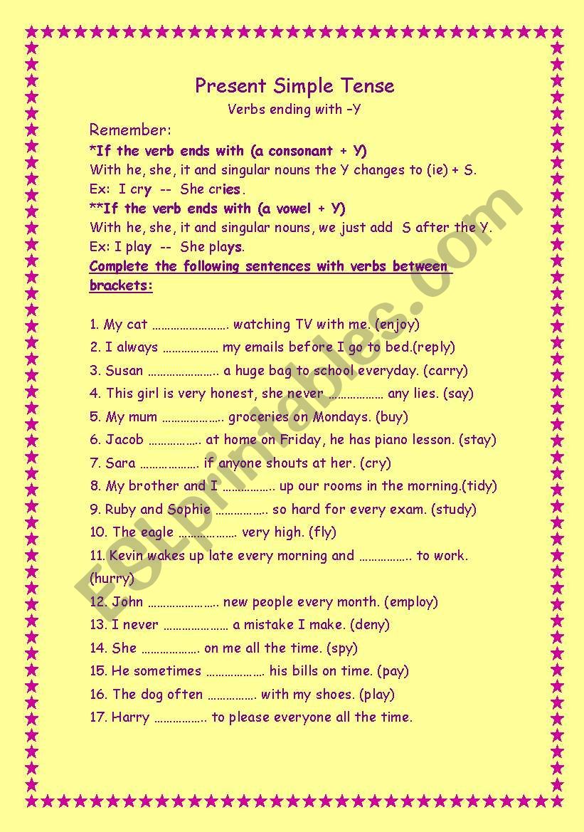 Present Simple Tense  worksheet