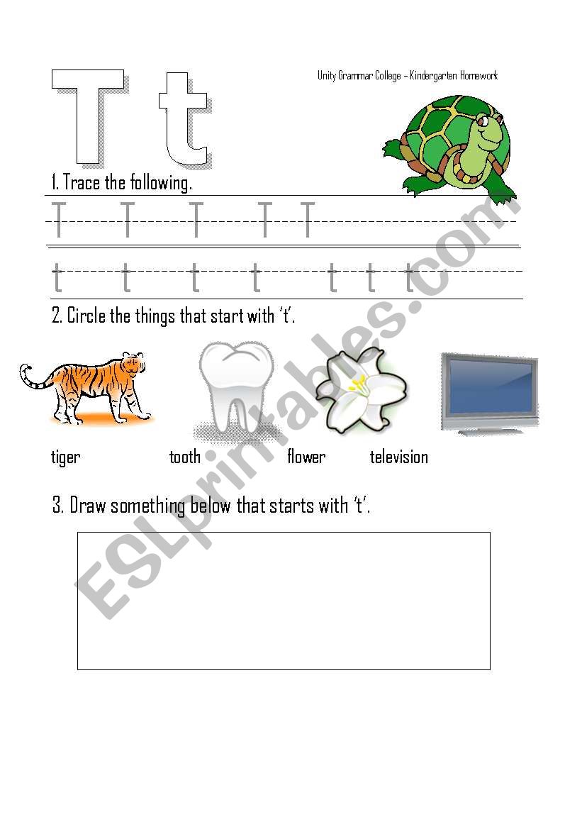 Letter T worksheet