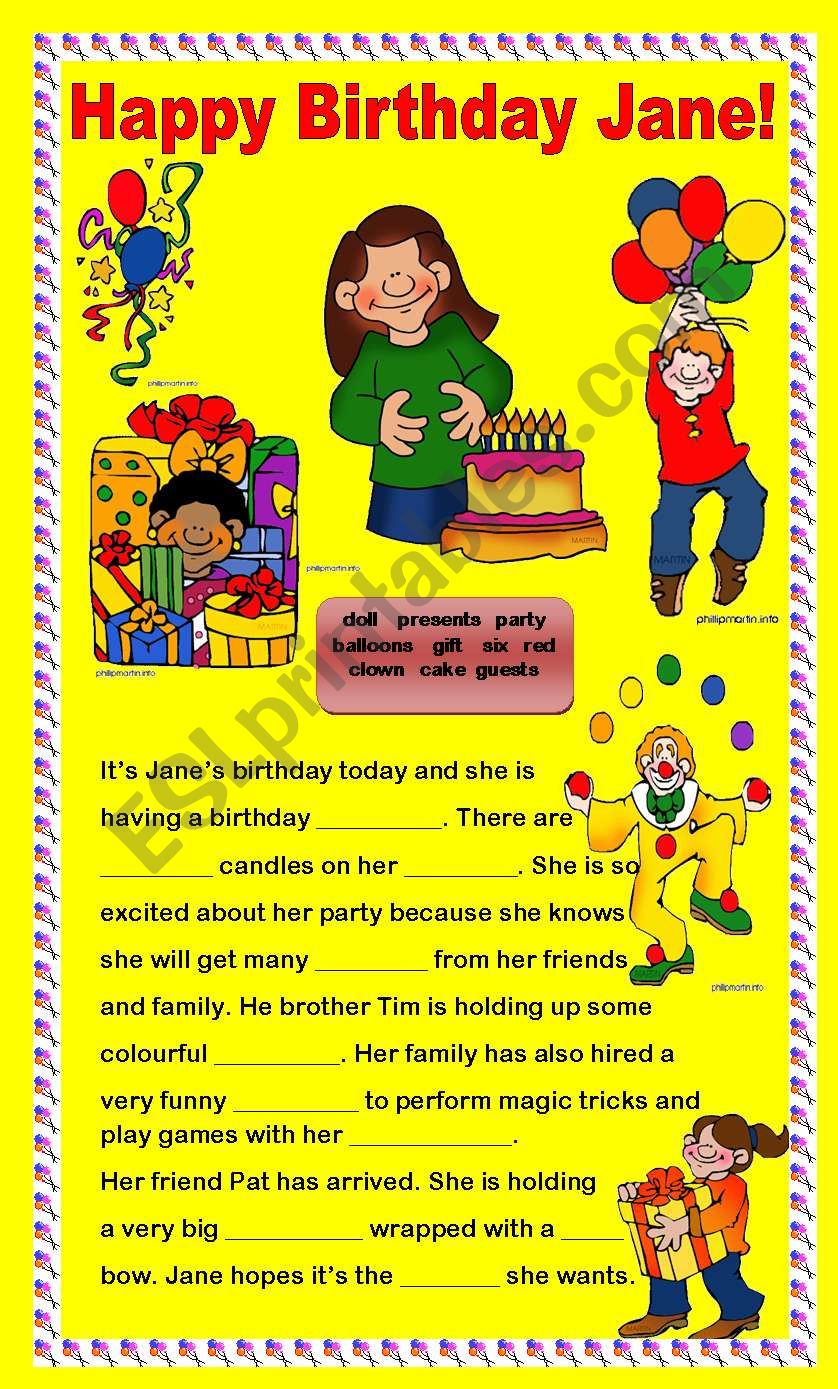 Comprehension - Happy Birthday Jane