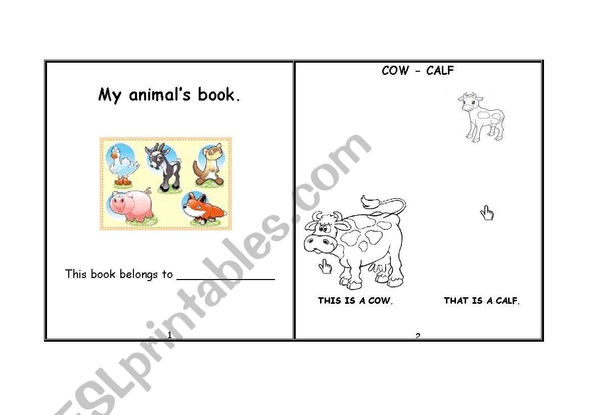 Animals Book worksheet