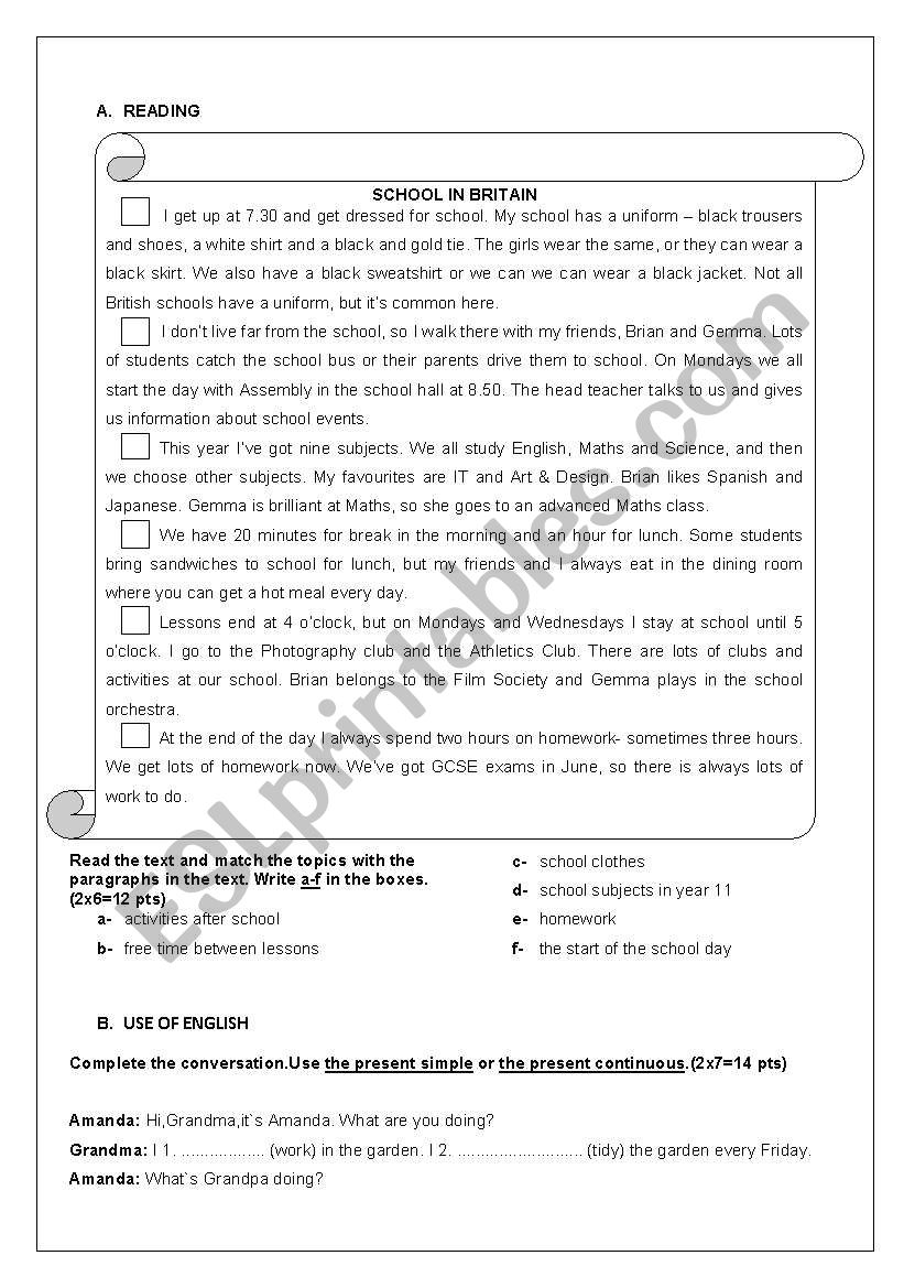 A general exam paper based on RC,verb tenses,and two vocab parts