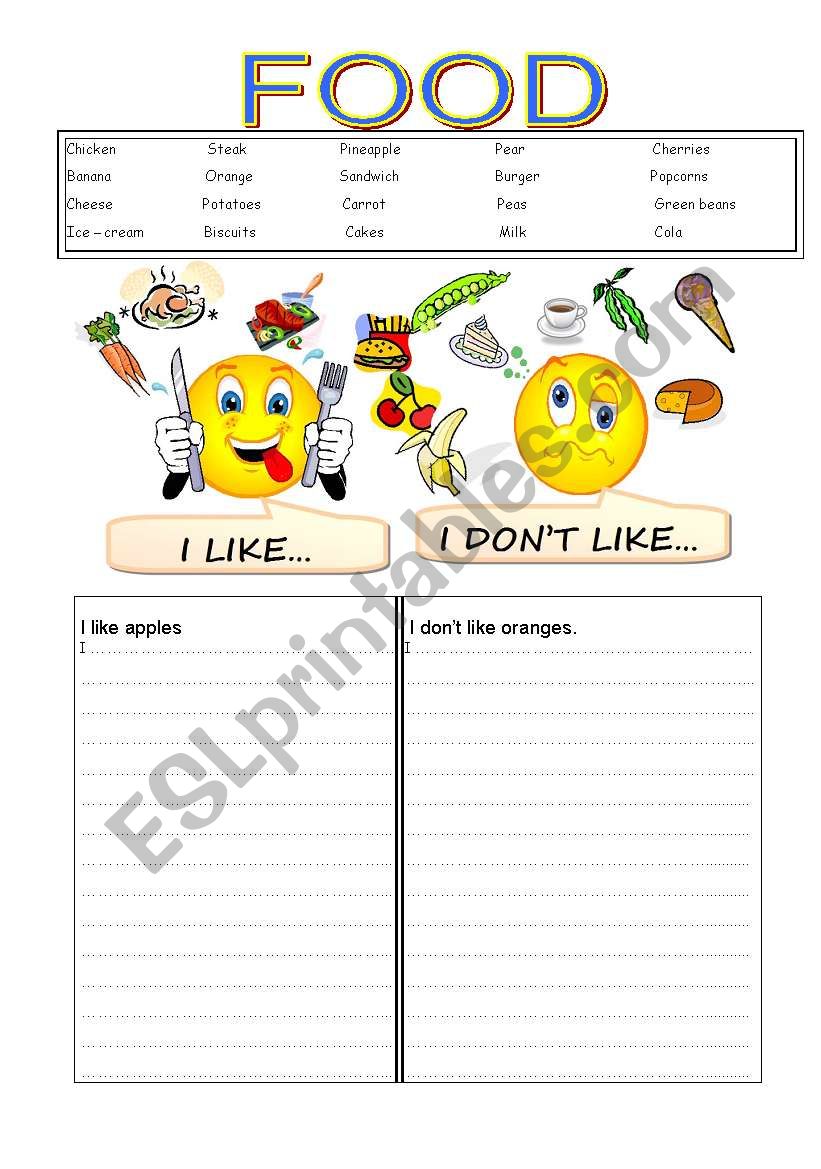 FOOD I LIKE worksheet