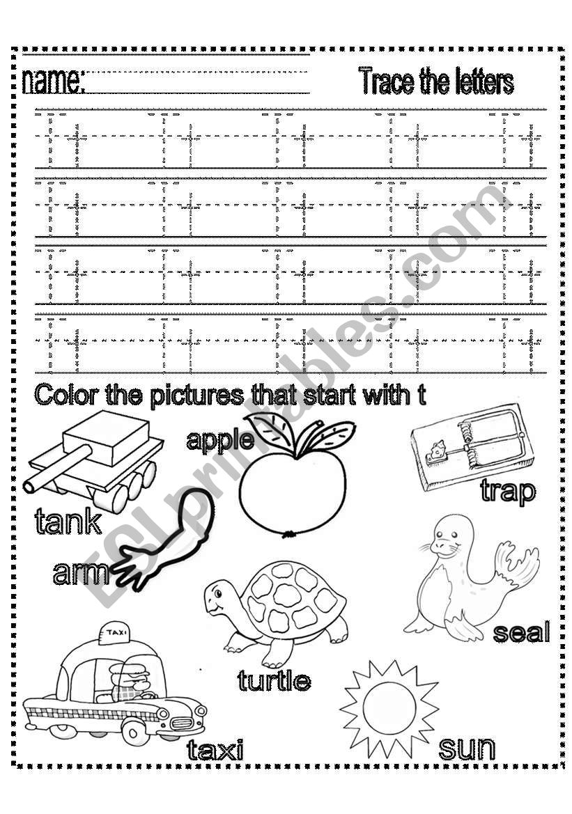 2 page tracing and identifying  letter t 