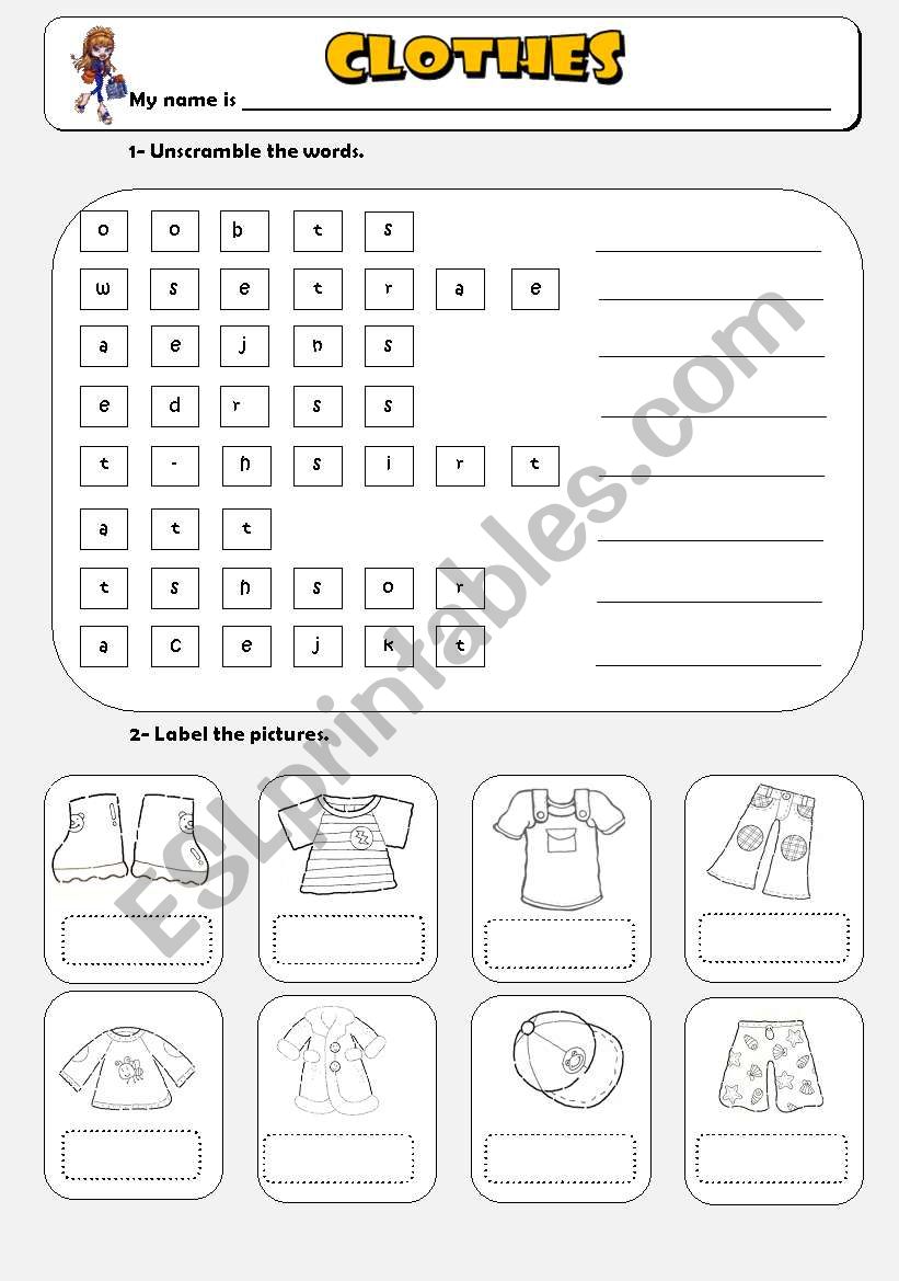 Clothes worksheet