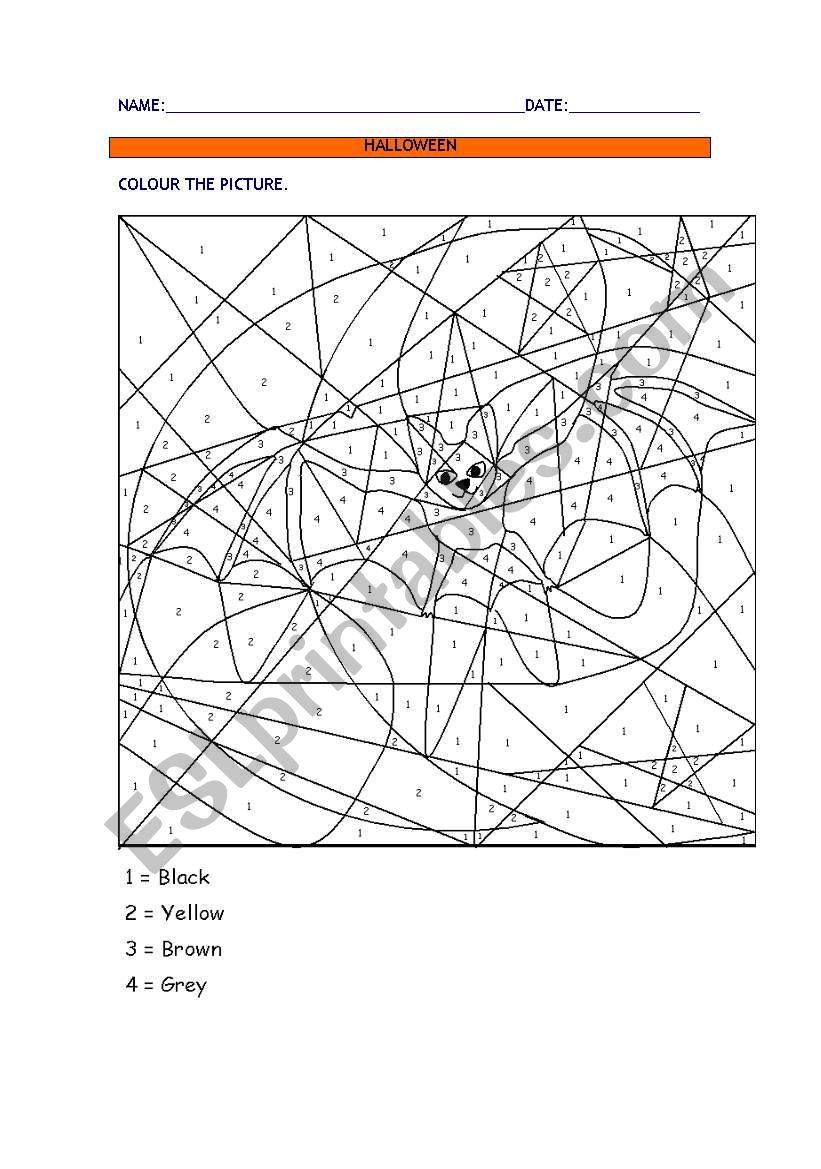 Halloween colouring worksheet