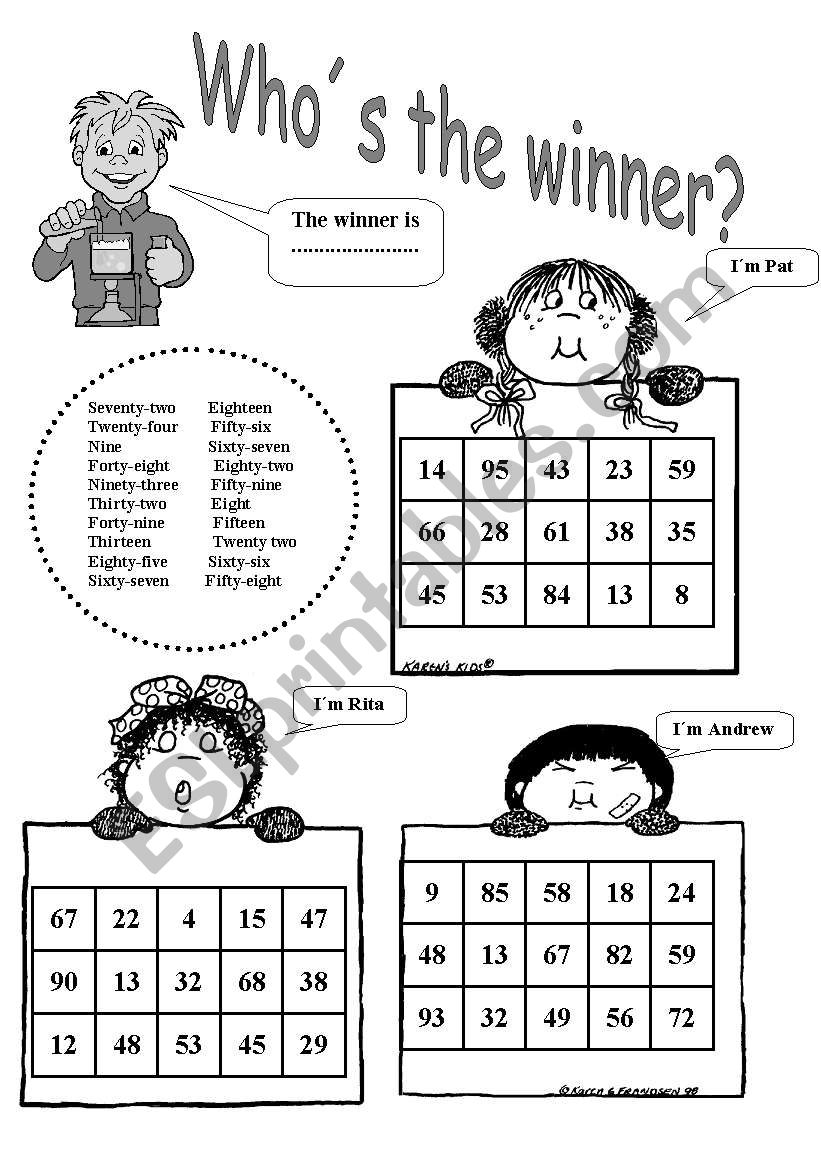 Bingo. Numbers 1-100 worksheet
