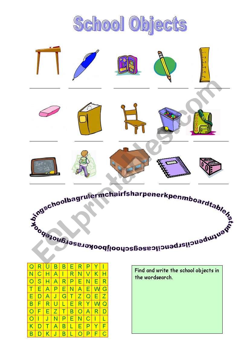 School Objects worksheet