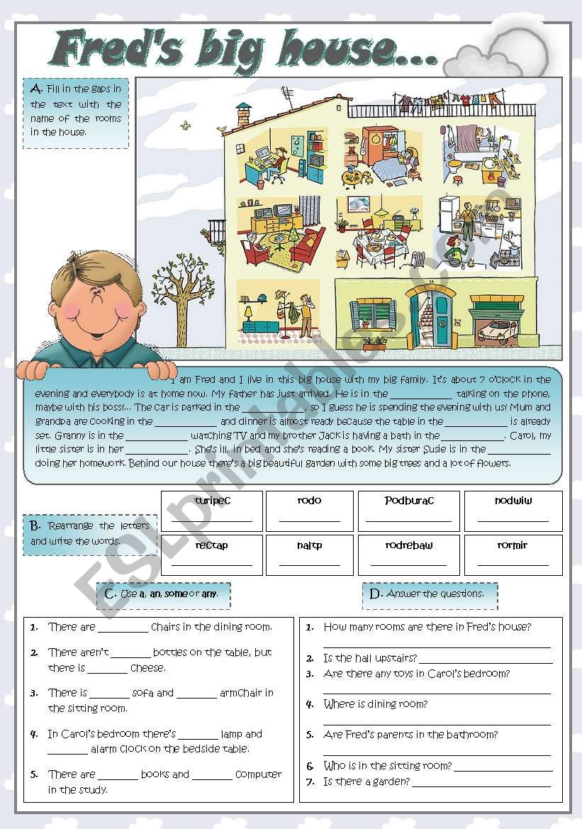 FREDS BIG HOUSE... worksheet