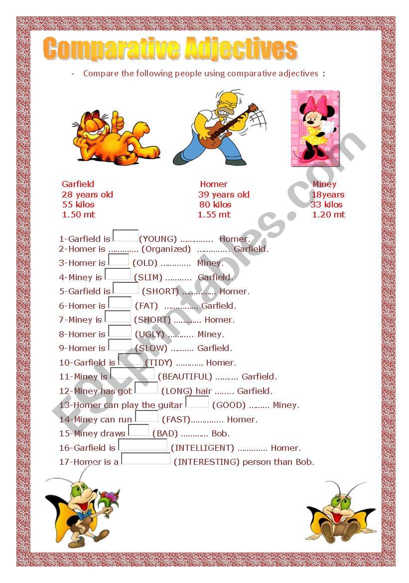 Comparative adjectives worksheet