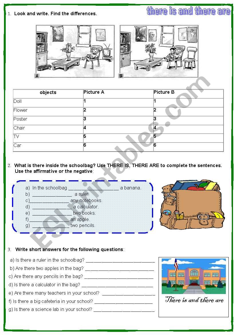 there is and there are worksheet