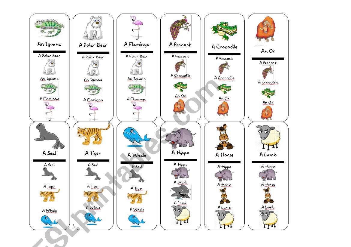 go fish animals worksheet