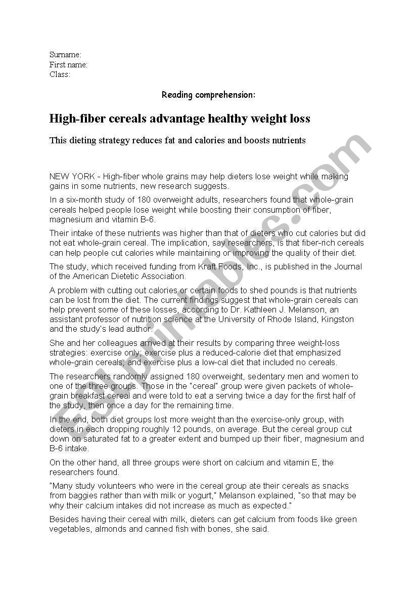 a dieting strategy worksheet