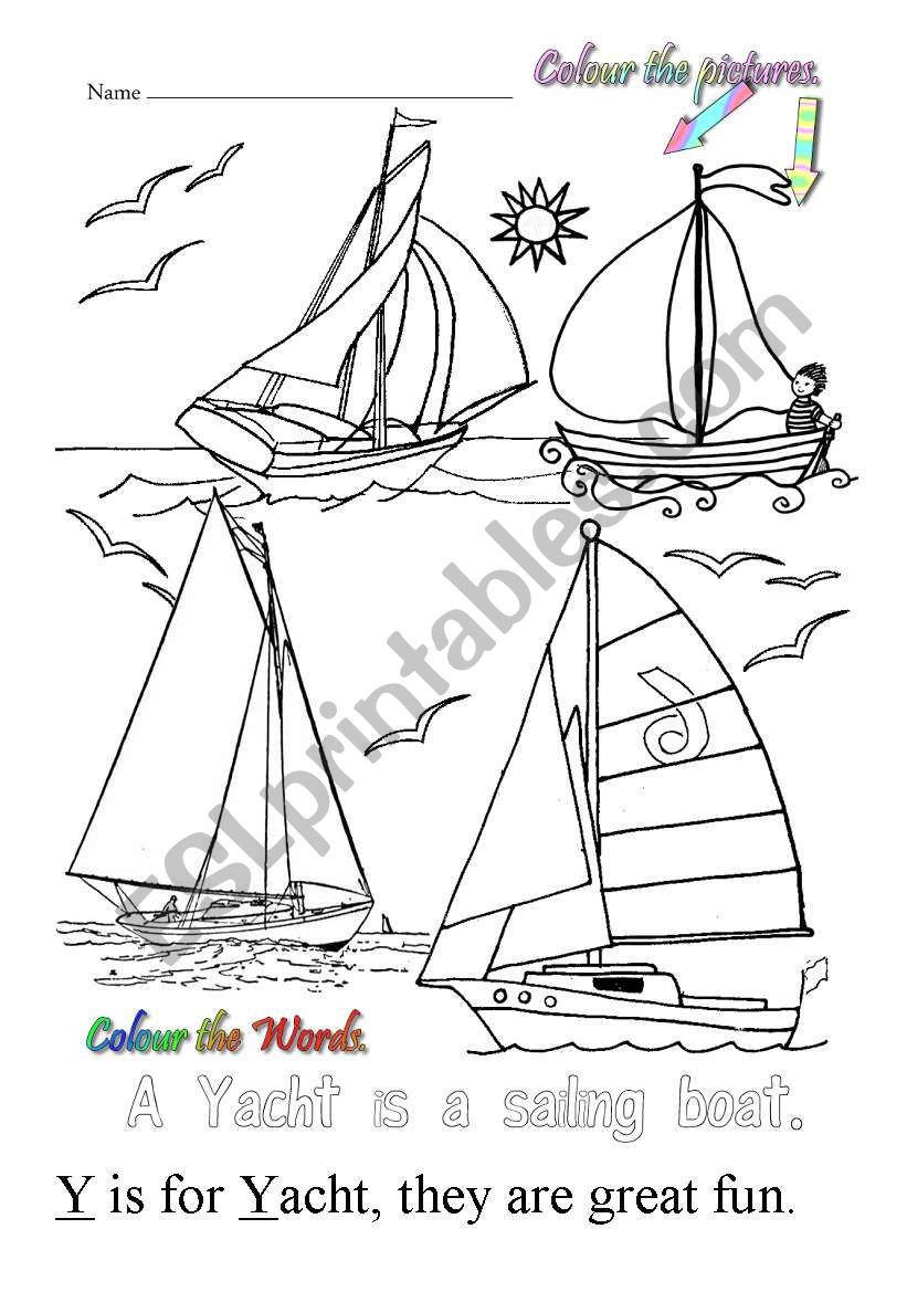 Y is for Yacht worksheet