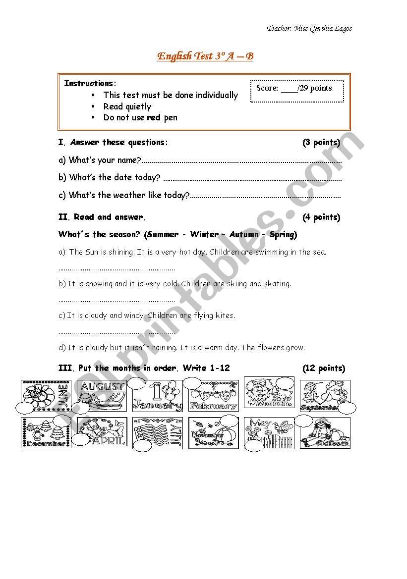 ENGLISH TEST worksheet