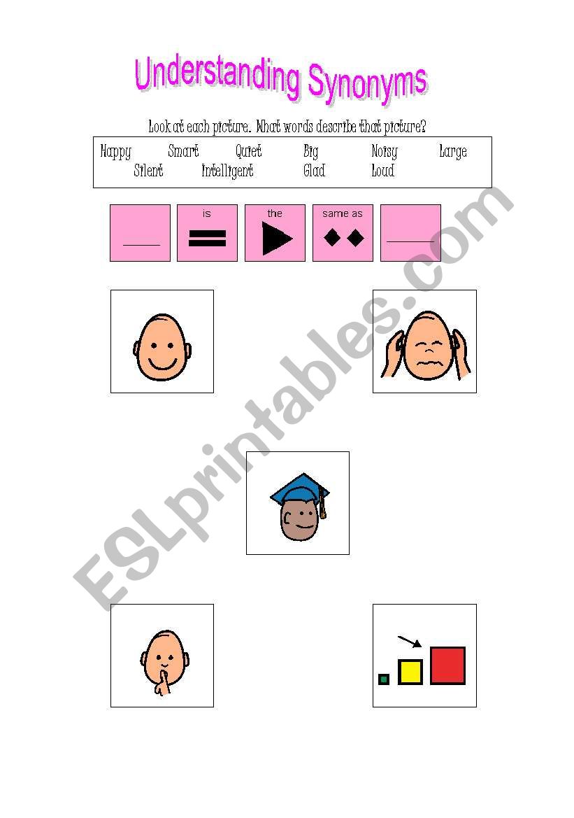 Understanding Synonyms worksheet