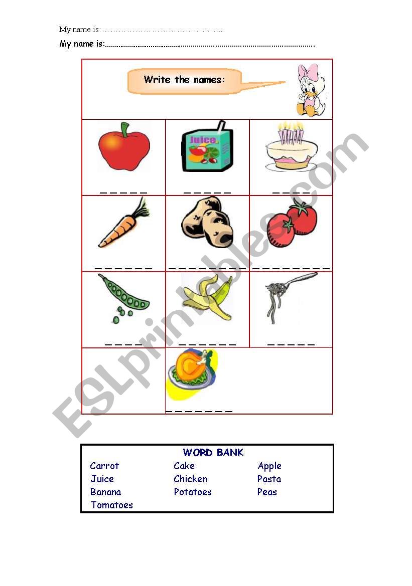 FOOD VOCABULARY WORKSHEET.1 worksheet