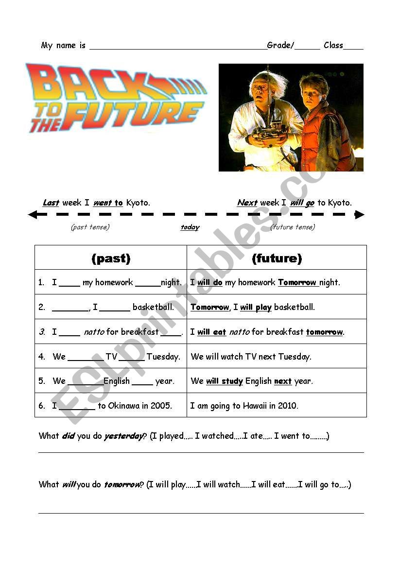back to the future worksheet