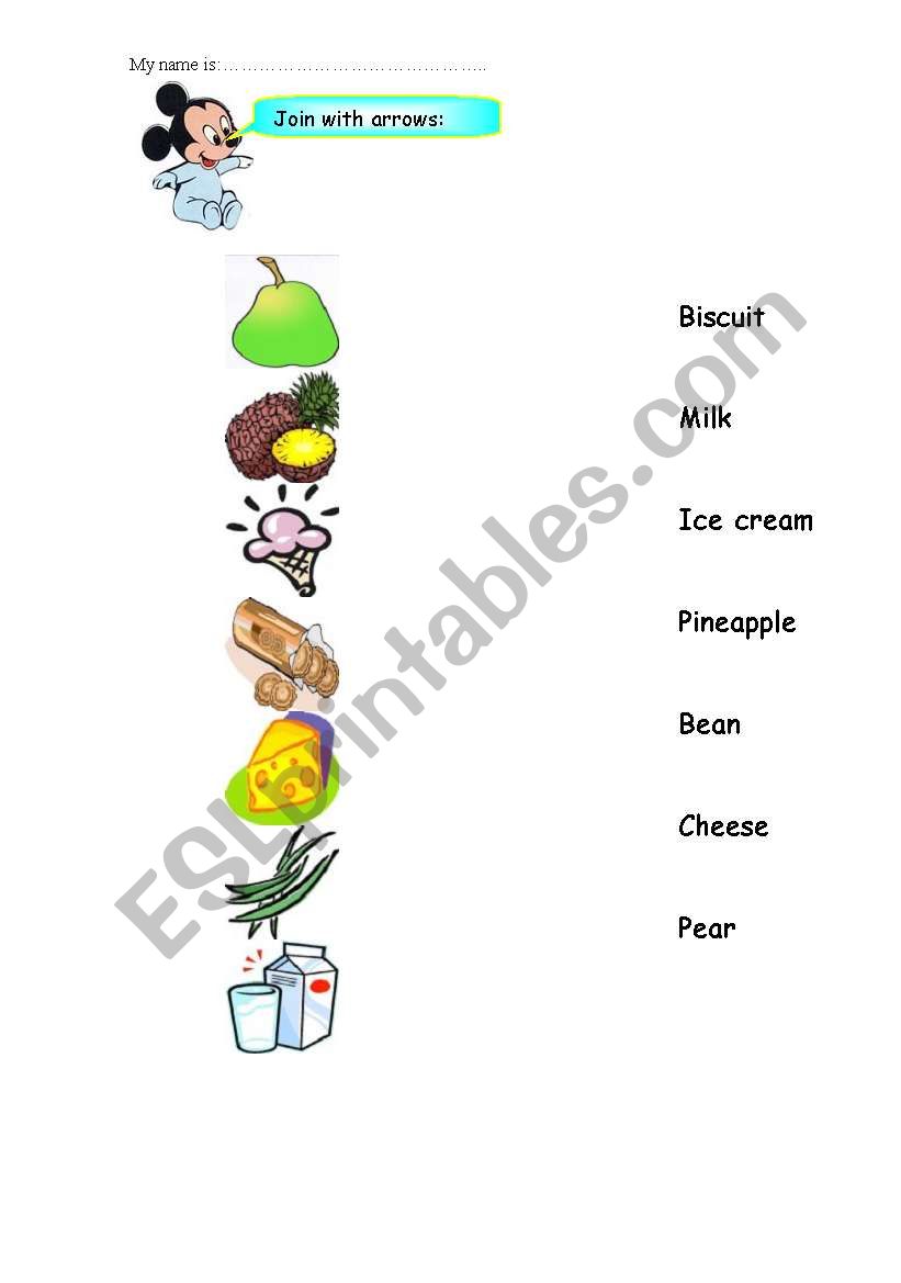 FOOD VOCABULARY WORSHEET 2 worksheet