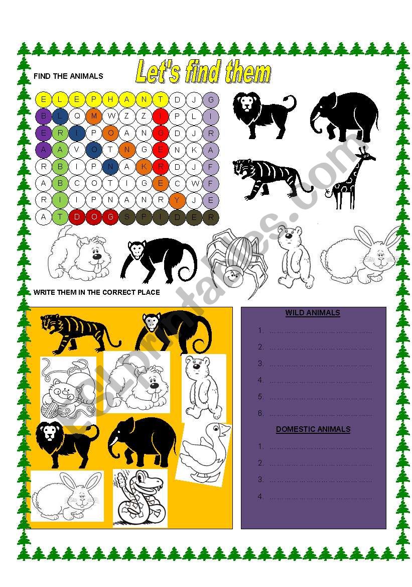 THE ANIMALS worksheet