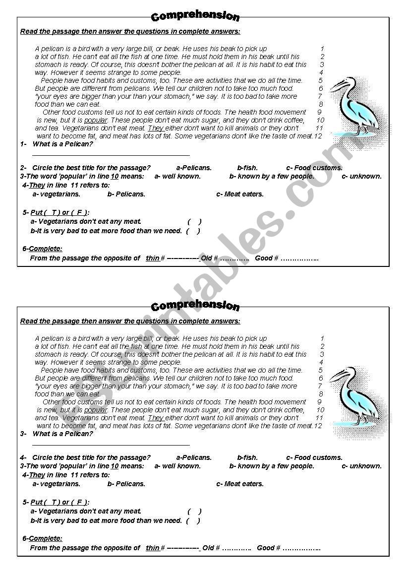 Food customs worksheet