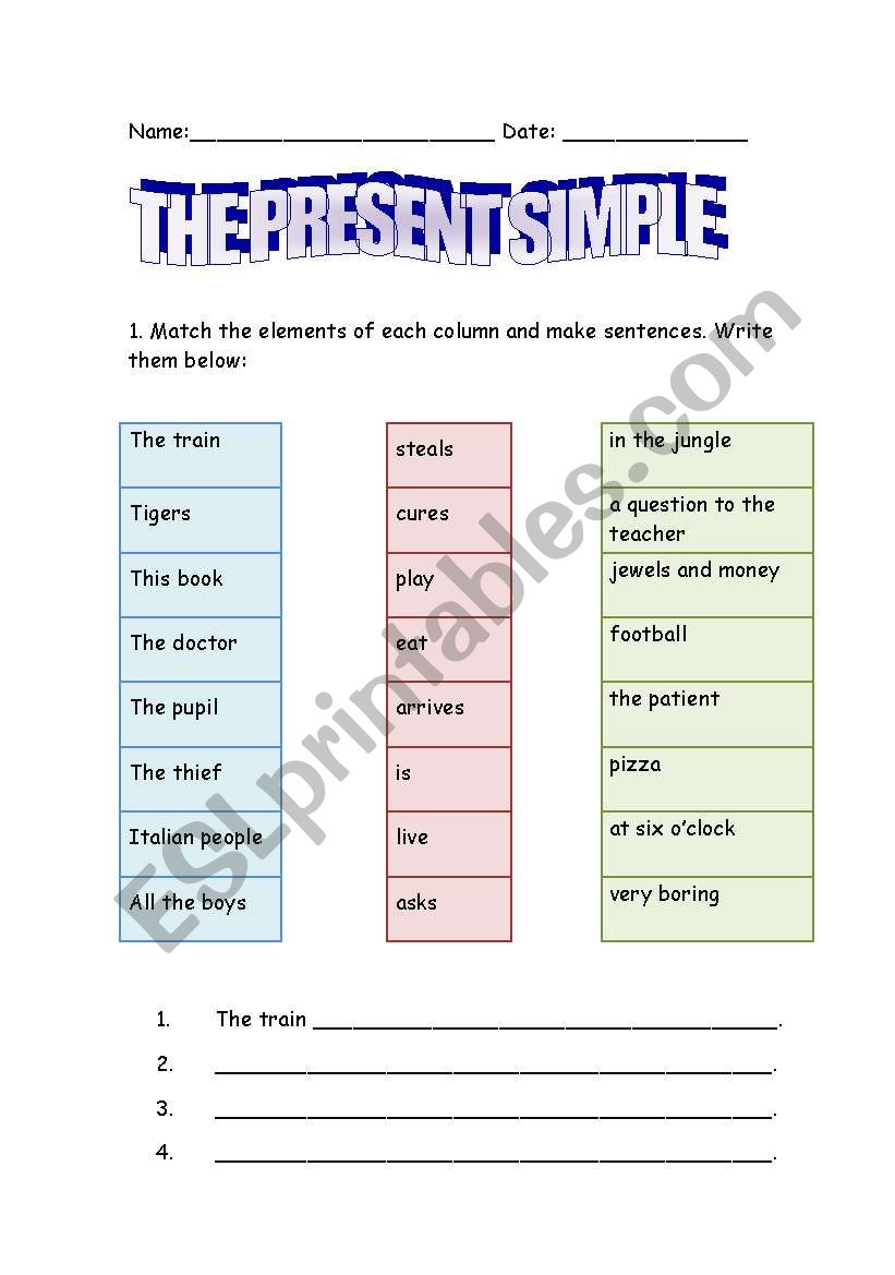 Present simple worksheet