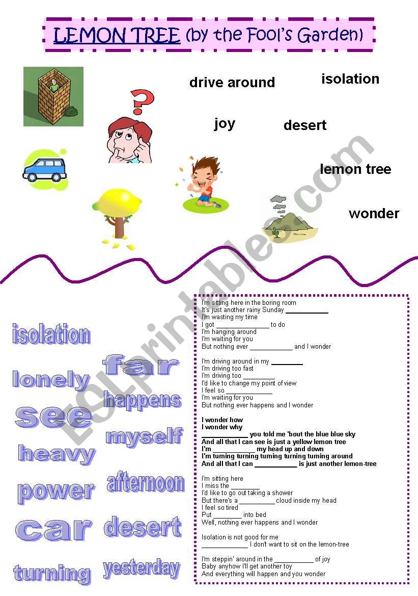 Lemon tree worksheet