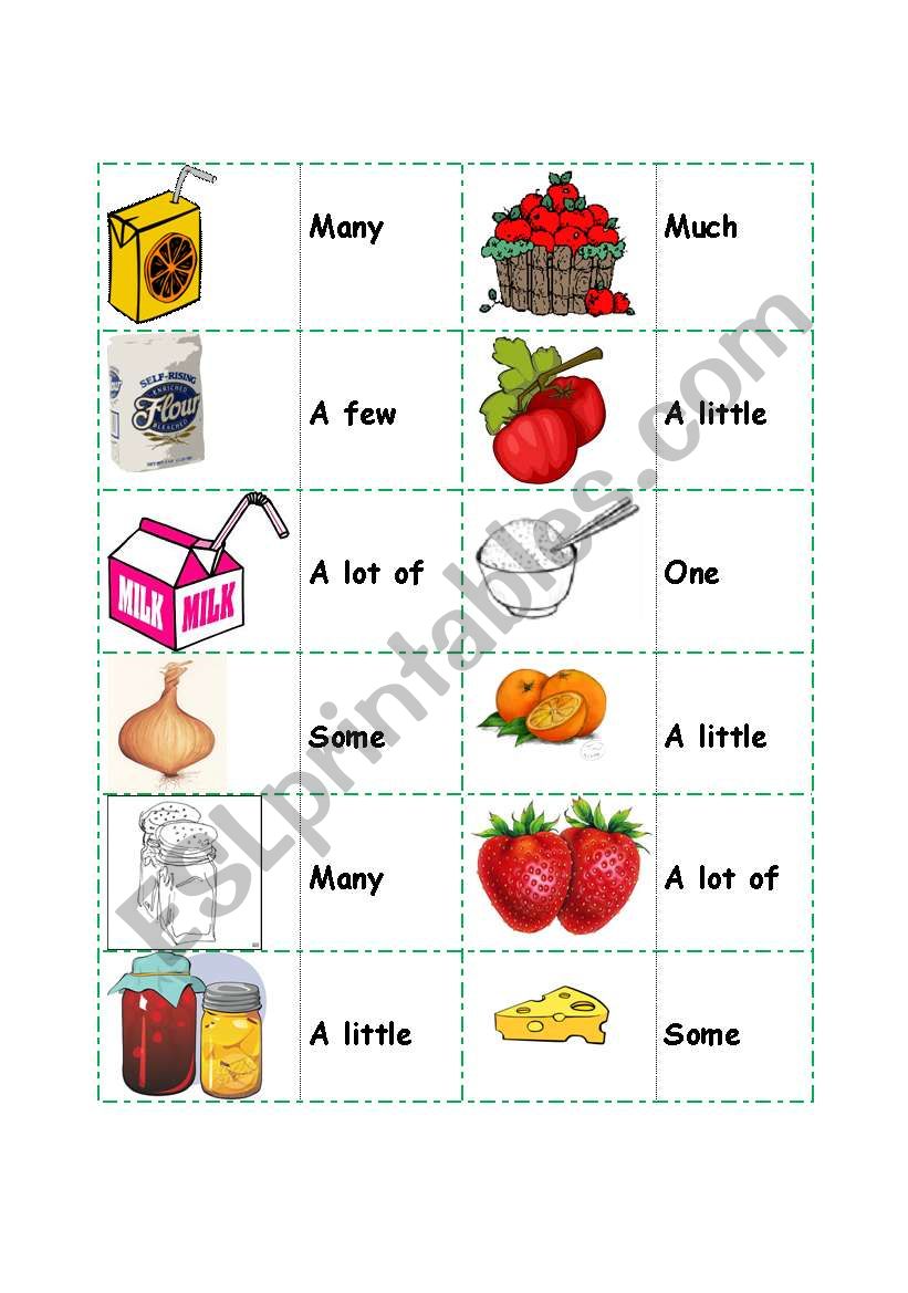 Countable/ Uncountable domino worksheet