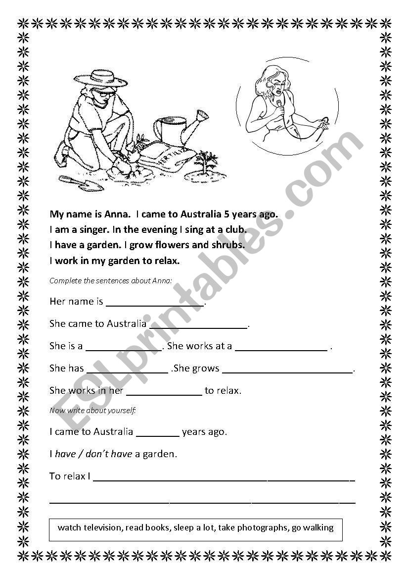 My name is Anna worksheet