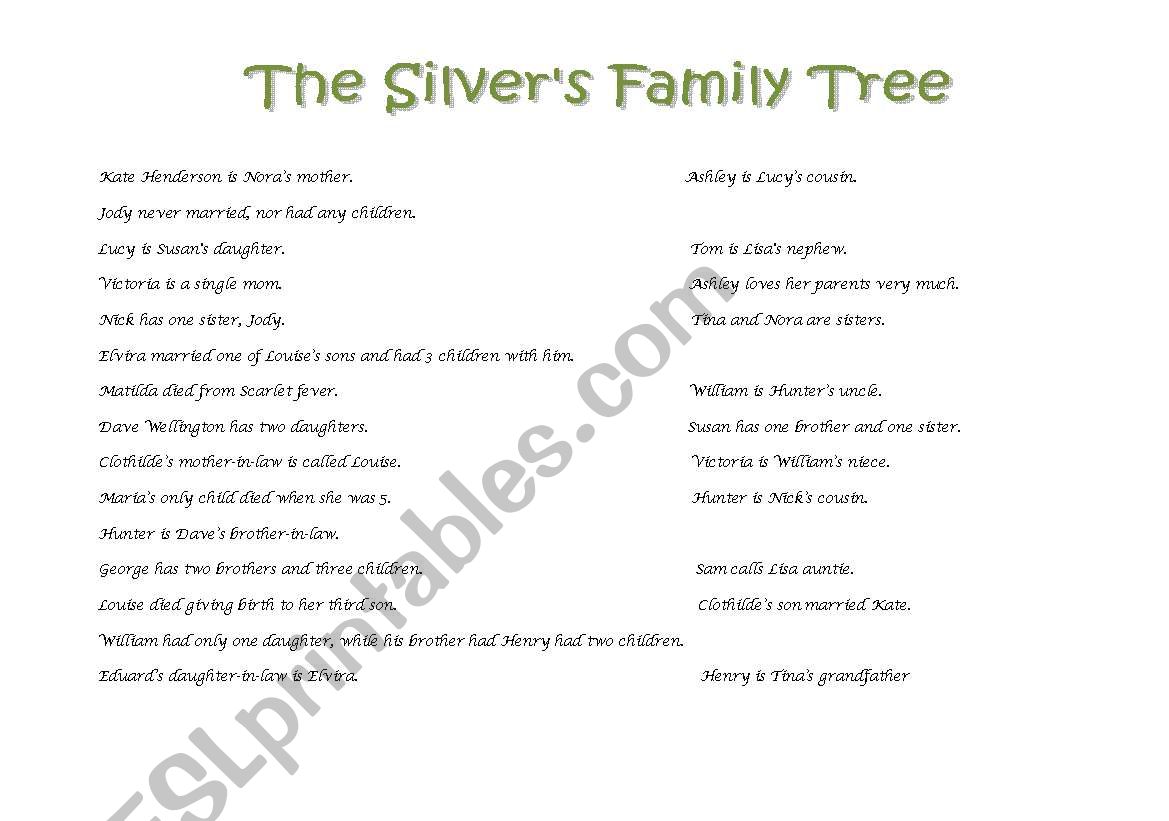 Family Tree worksheet