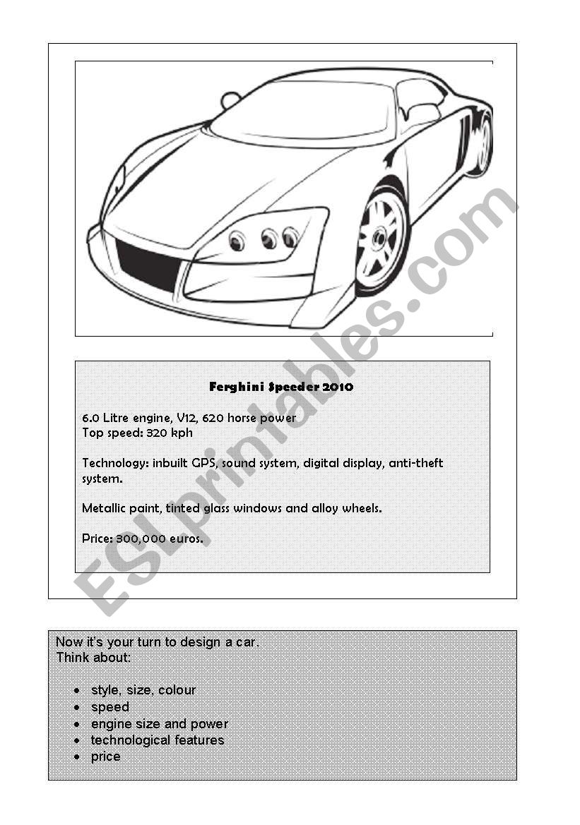 Design a Car worksheet