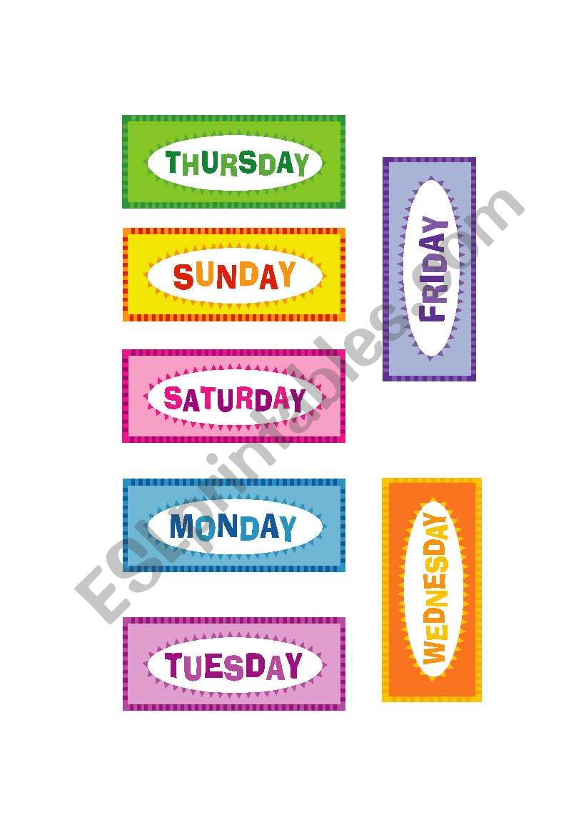 Days of the week worksheet