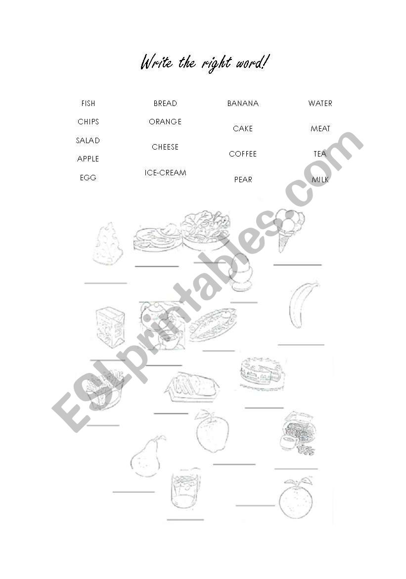 food exercise worksheet
