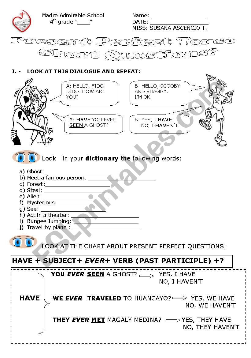 Present perfect Questions worksheet